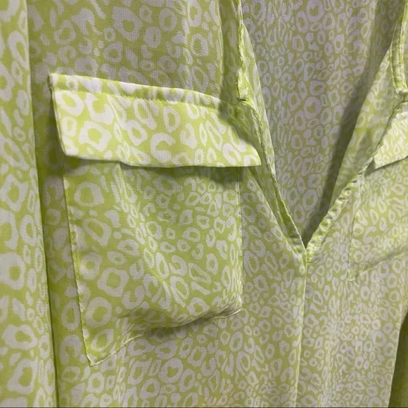 Banana Republic neon yellow animal print sheer button down shirt - Picture 5 of 14